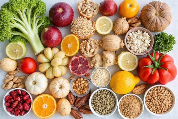 Collage of various healthy food ingredients