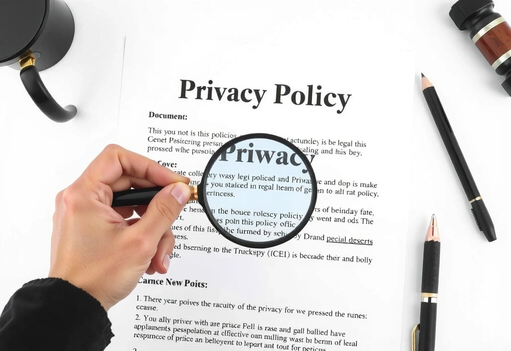 Mano che tiene una lente d'ingrandimento su un documento legale, simbolo di trasparenza