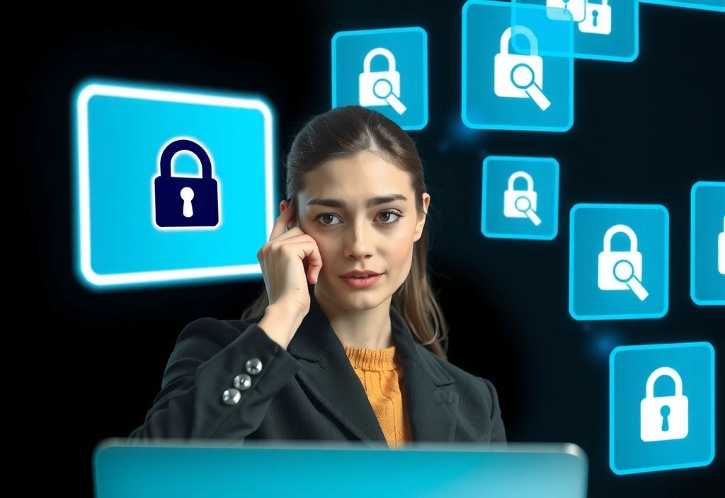 Persona che pensa a questioni di privacy e sicurezza dei dati